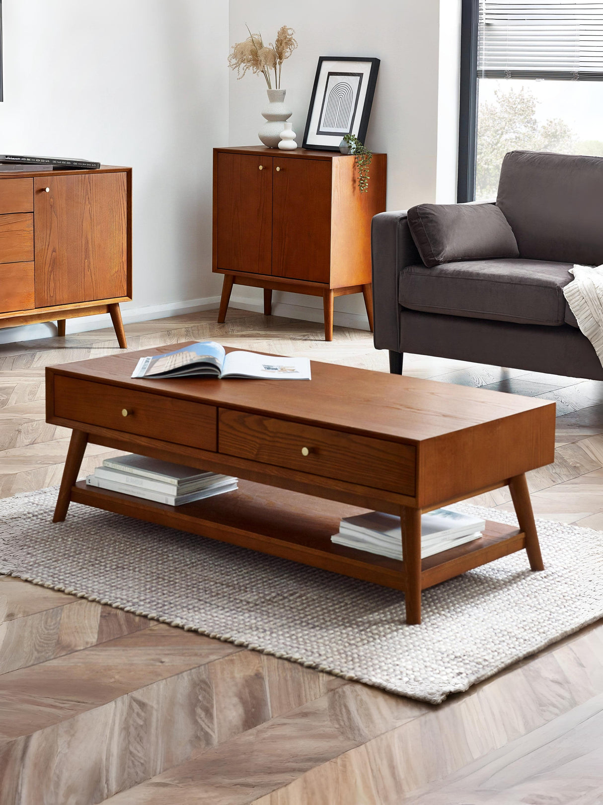 Lowry 2 Drawer Coffee Table with Shelf