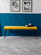 Luxe Diamond Quilted Upholstered 2 Seater Backless Bench