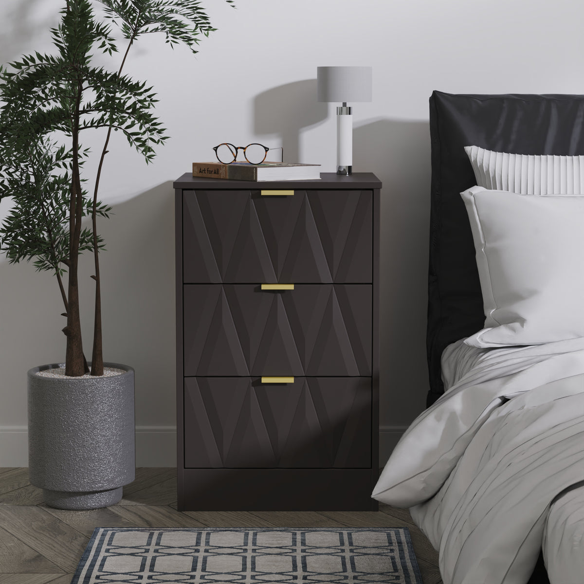 Las Vegas 3 Drawer Bedside Cabinet