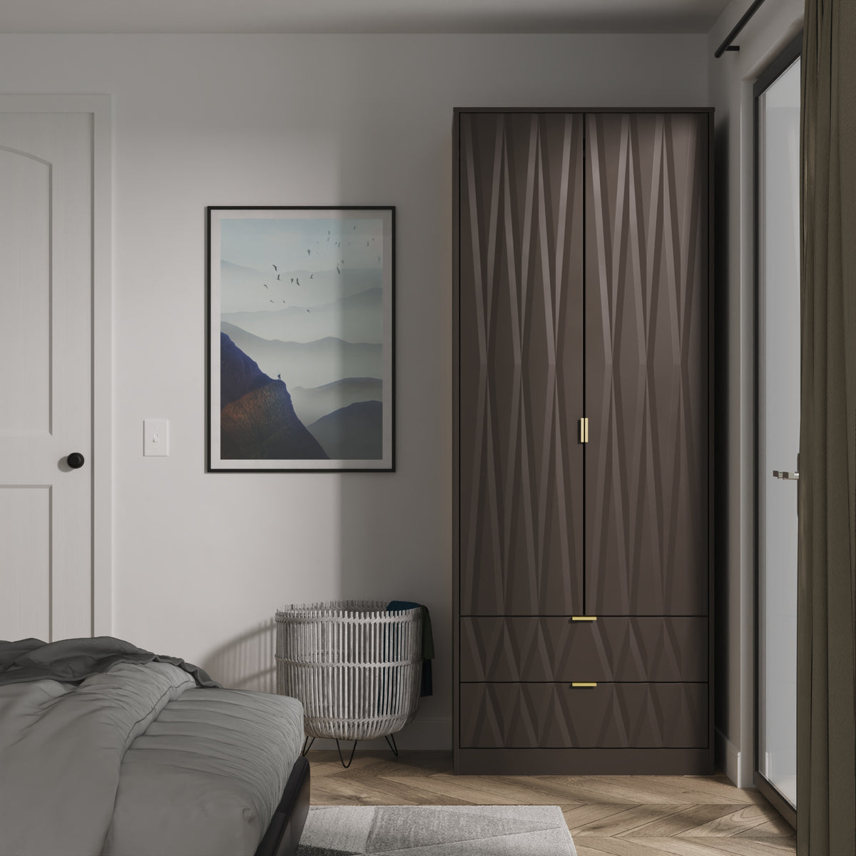 Las Vegas Tall 2 Drawer Wardrobe