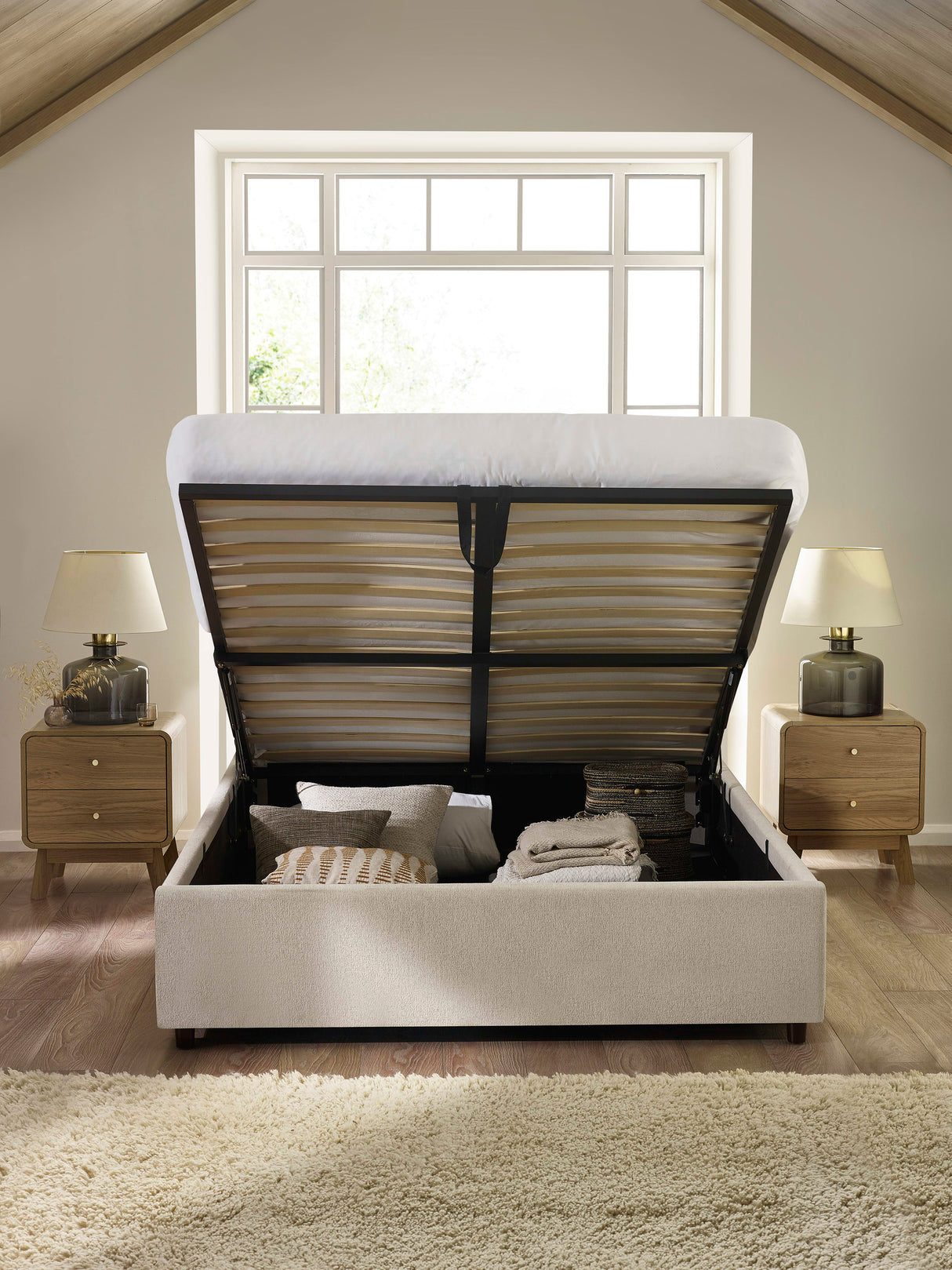 Maddock Upholstered Ottoman Storage Bed with Pillow Headboard