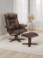Malmo Upholstered Swivel Recliner Chair and Footstool