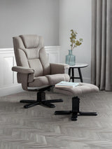 Malmo Upholstered Swivel Recliner Chair and Footstool