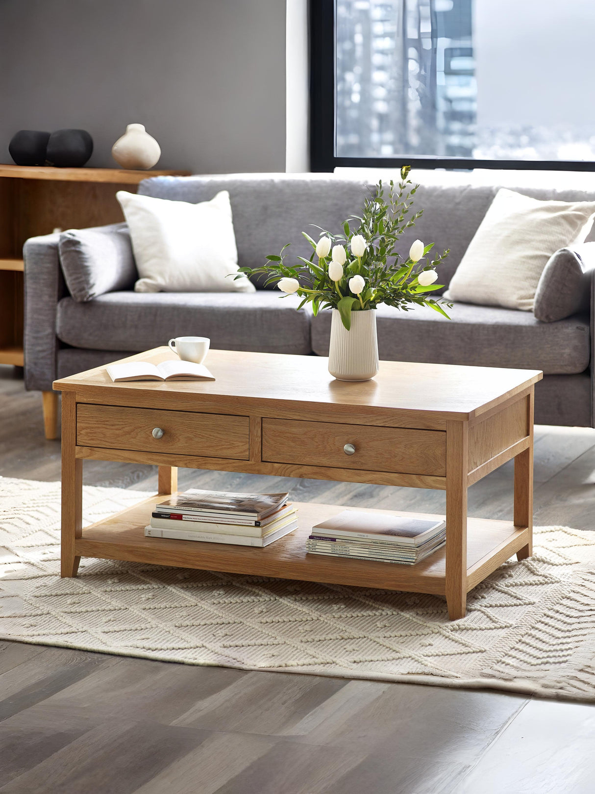 Mallory 2 Drawer Coffee Table with Shelf