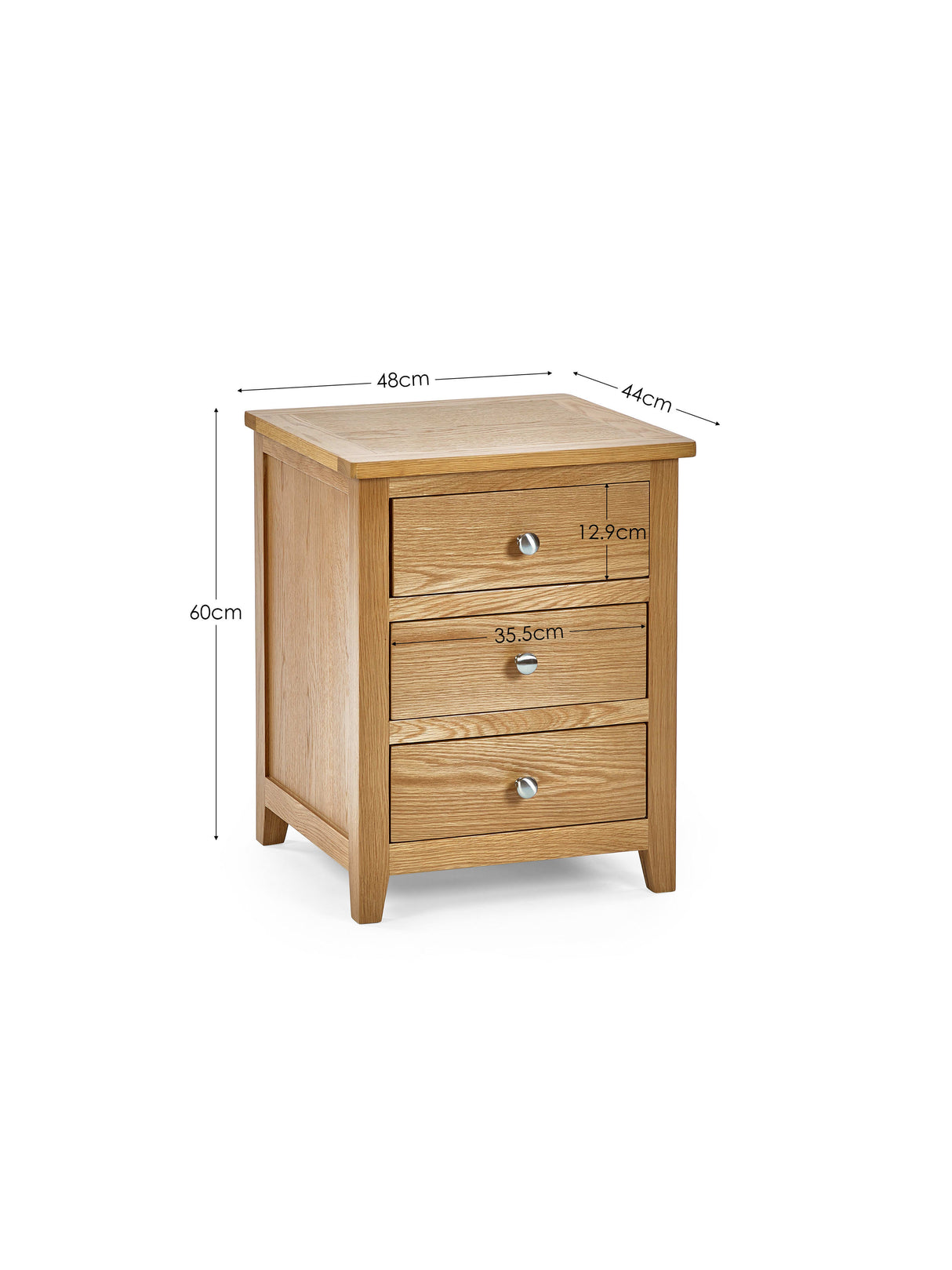 Mallory 3 Drawer Bedside Table