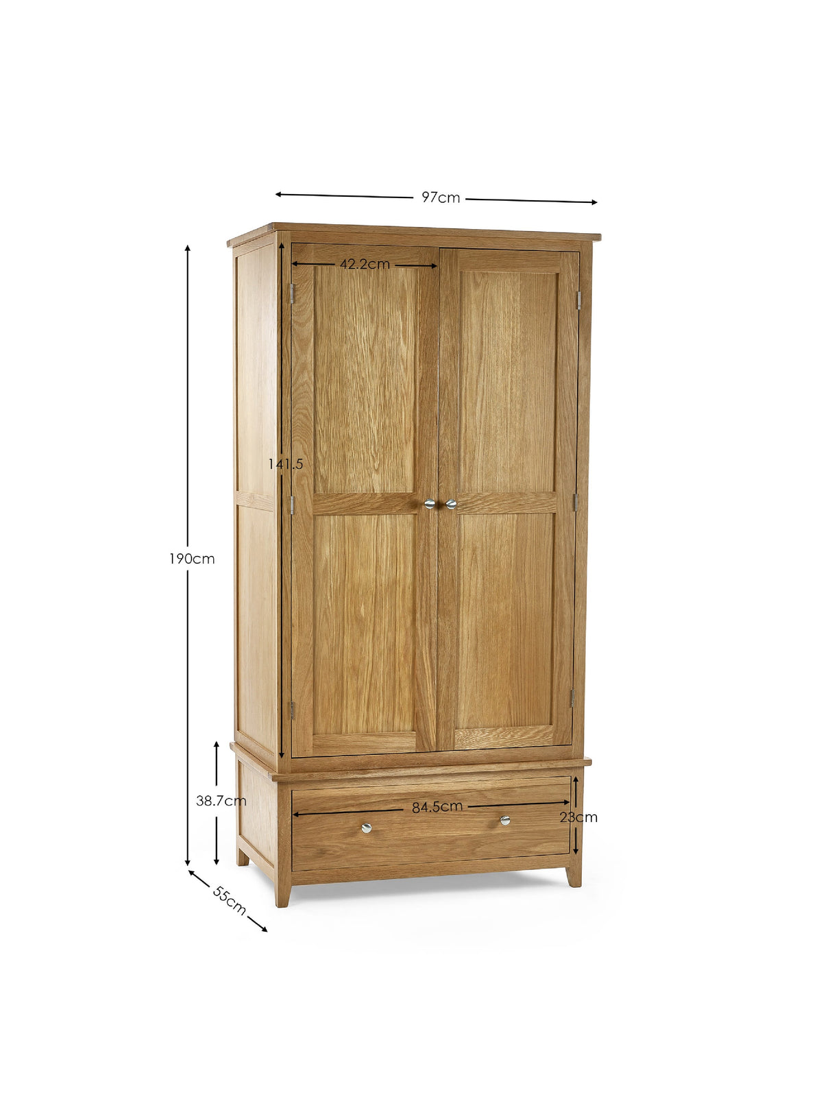 Mallory 2 Door 1 Drawer Wardrobe
