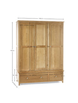 Mallory 3 Door 2 Drawer Wardrobe with Shelf