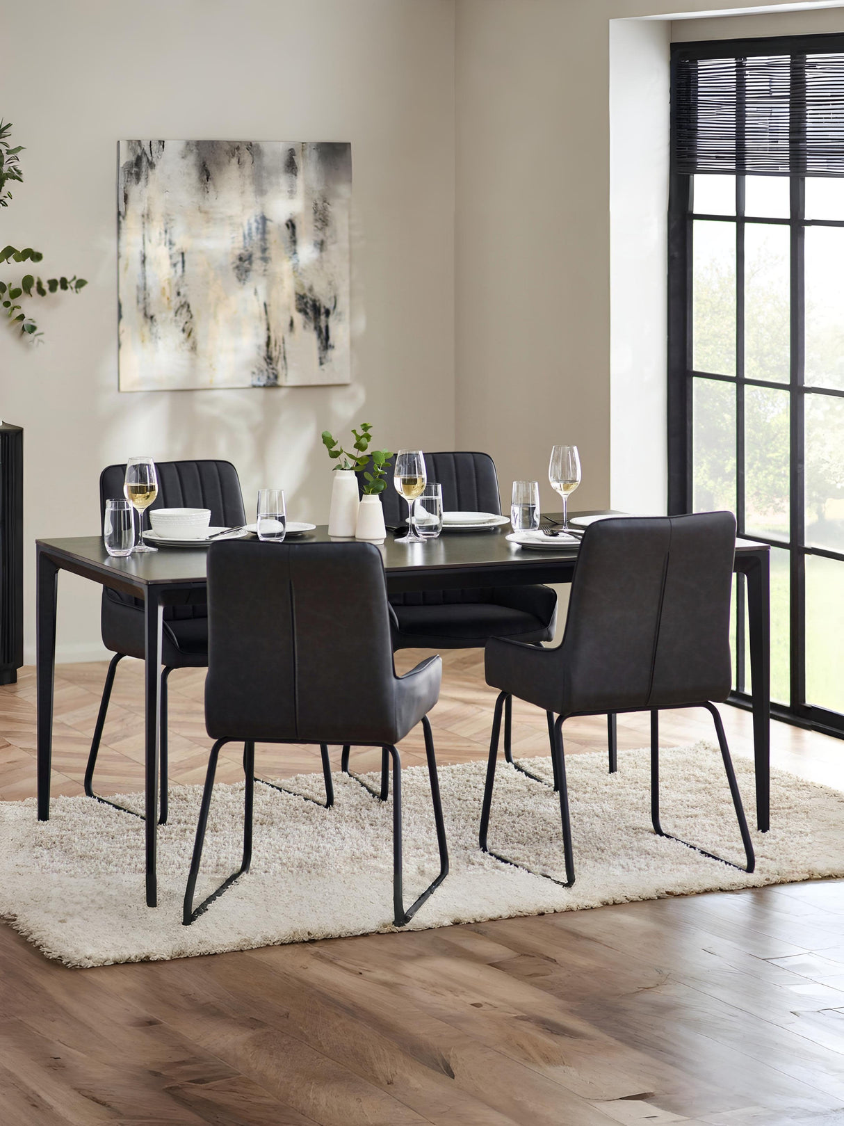 Miami Rectangular Stone Top 4-6 Seater Dining Table