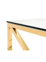 Miami Glass Top Cross Frame Coffee Table with Shelf