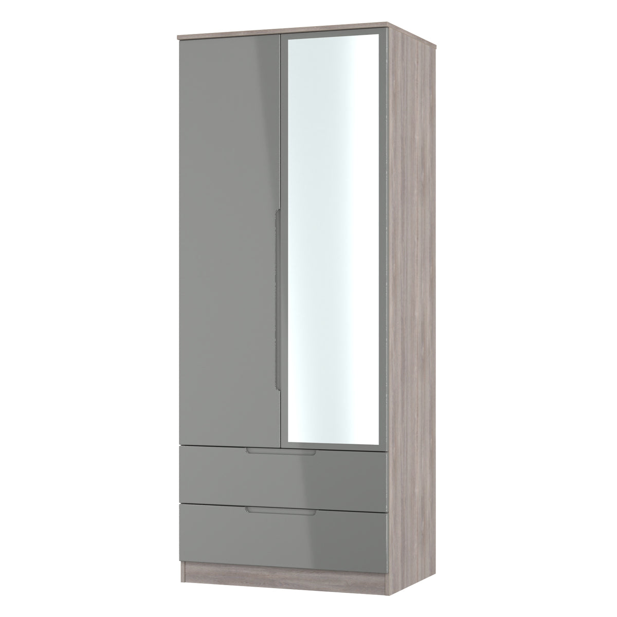 Milan 2ft6in 2 Drawer Mirror Wardrobe