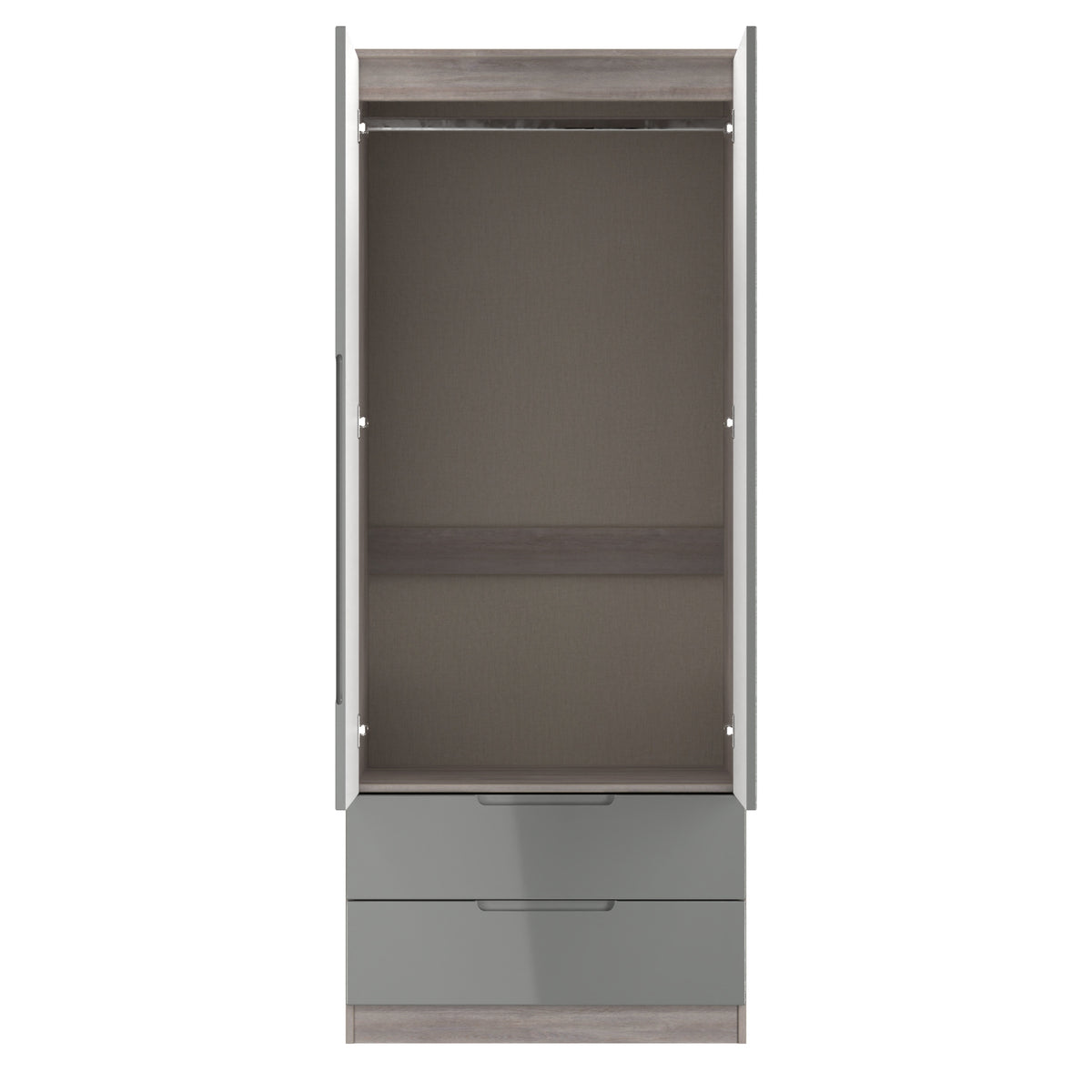 Milan 2ft6in 2 Drawer Mirror Wardrobe
