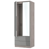 Milan Tall 2 Drawer Mirrored Wardrobe
