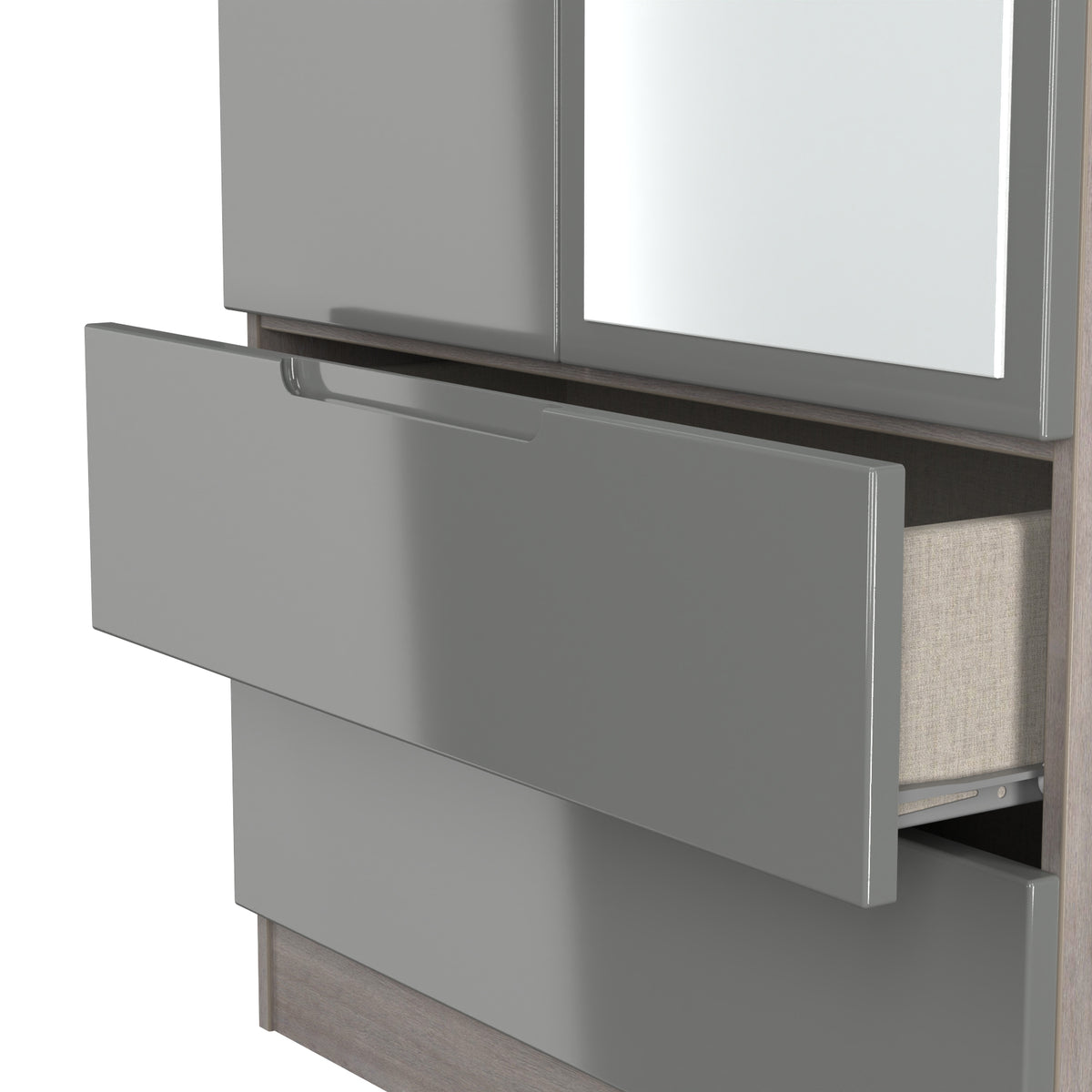 Milan Tall 2 Drawer Mirrored Wardrobe