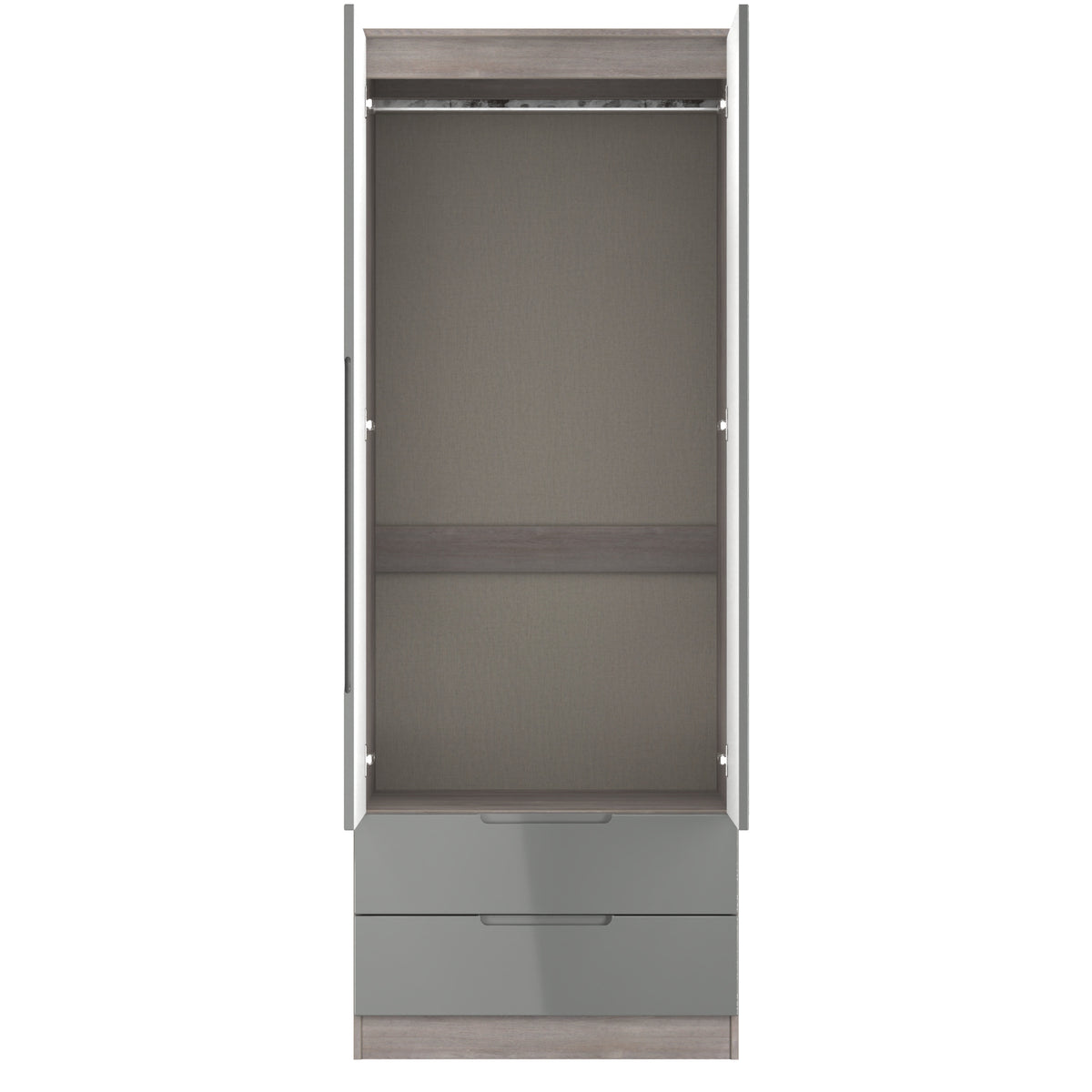 Milan Tall 2 Drawer Mirrored Wardrobe