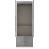 Milan Tall 2 Drawer Mirrored Wardrobe