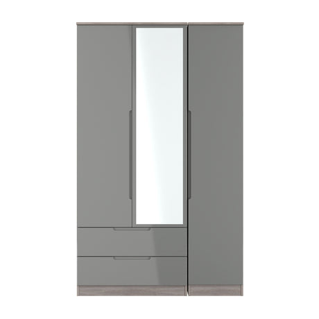 Milan Triple 2 Drawer Mirrored Wardrobe