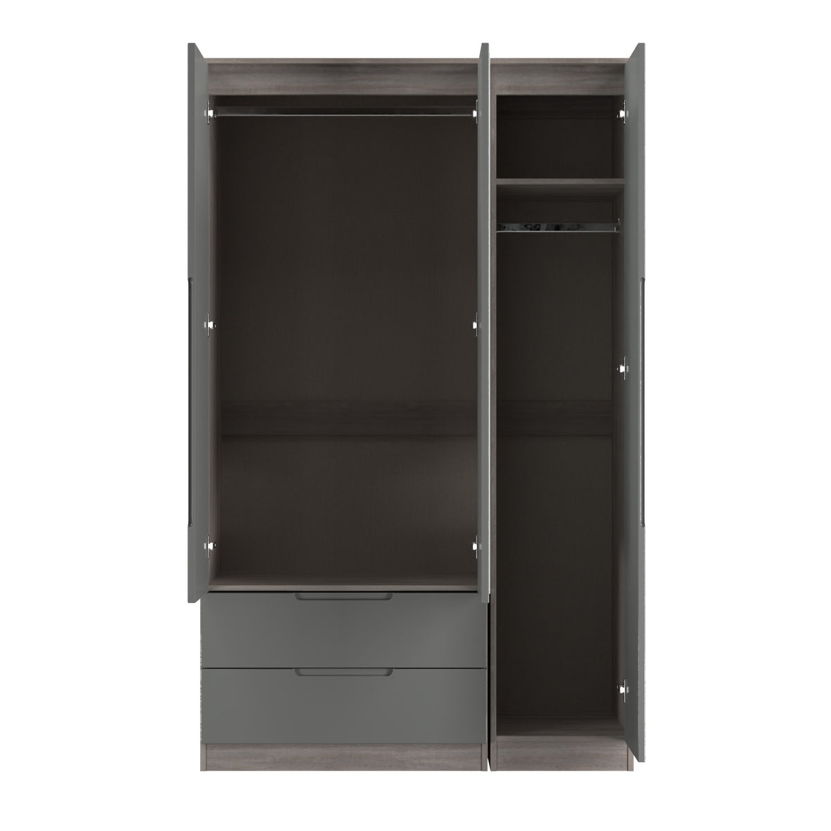 Milan Triple 2 Drawer Mirrored Wardrobe
