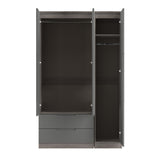 Milan Triple 2 Drawer Mirrored Wardrobe
