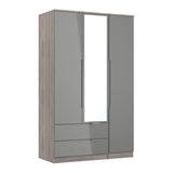 Milan Triple 2 Drawer Mirrored Wardrobe