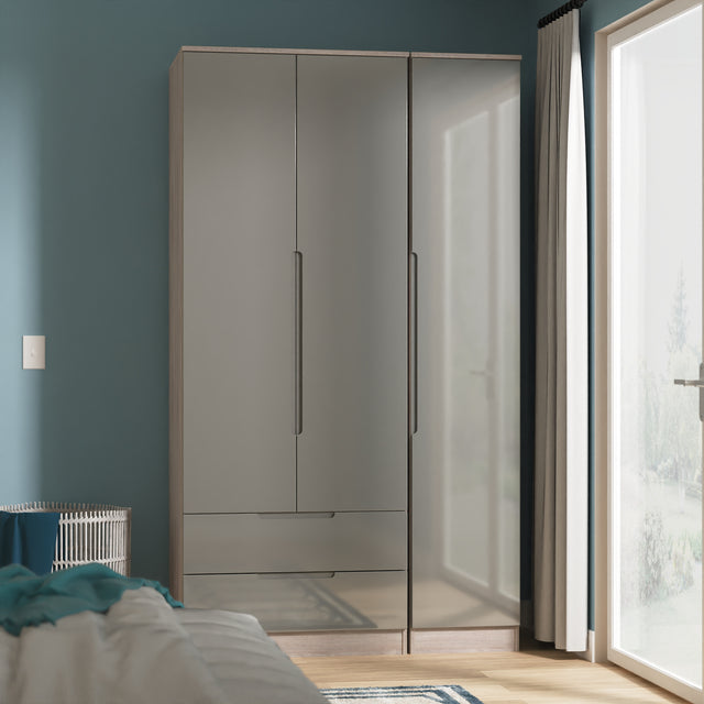 Milan Tall Triple 2 Drawer Wardrobe