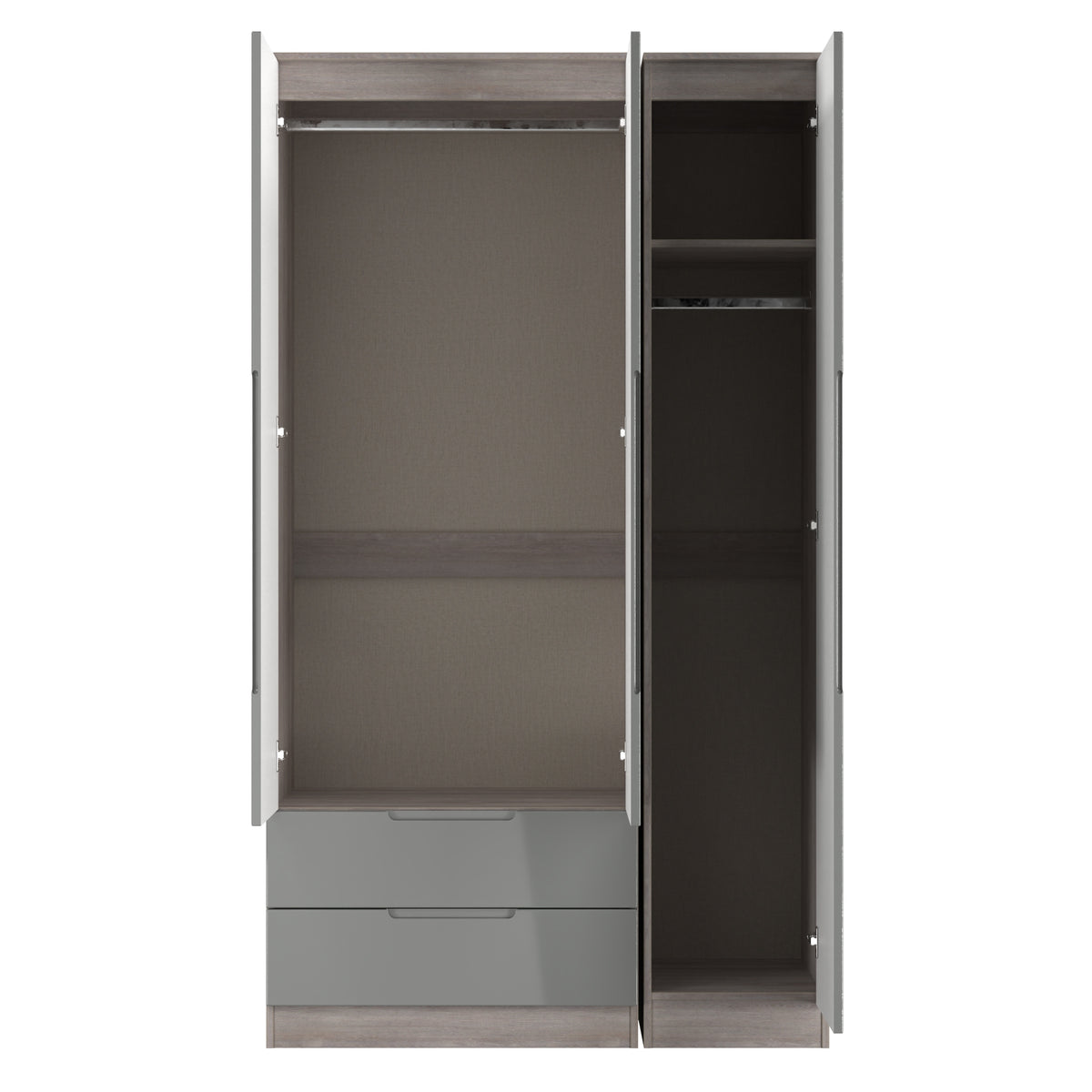 Milan Tall Triple 2 Drawer Wardrobe