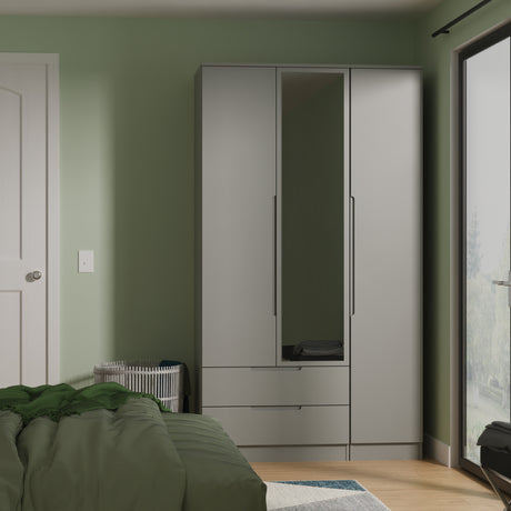 Milan Tall Triple 2 Drawer Mirrored Wardrobe