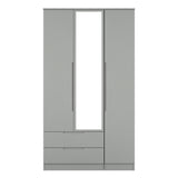 Milan Tall Triple 2 Drawer Mirrored Wardrobe