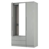 Milan Tall Triple 2 Drawer Mirrored Wardrobe