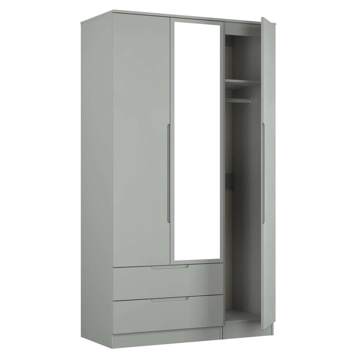 Milan Tall Triple 2 Drawer Mirrored Wardrobe
