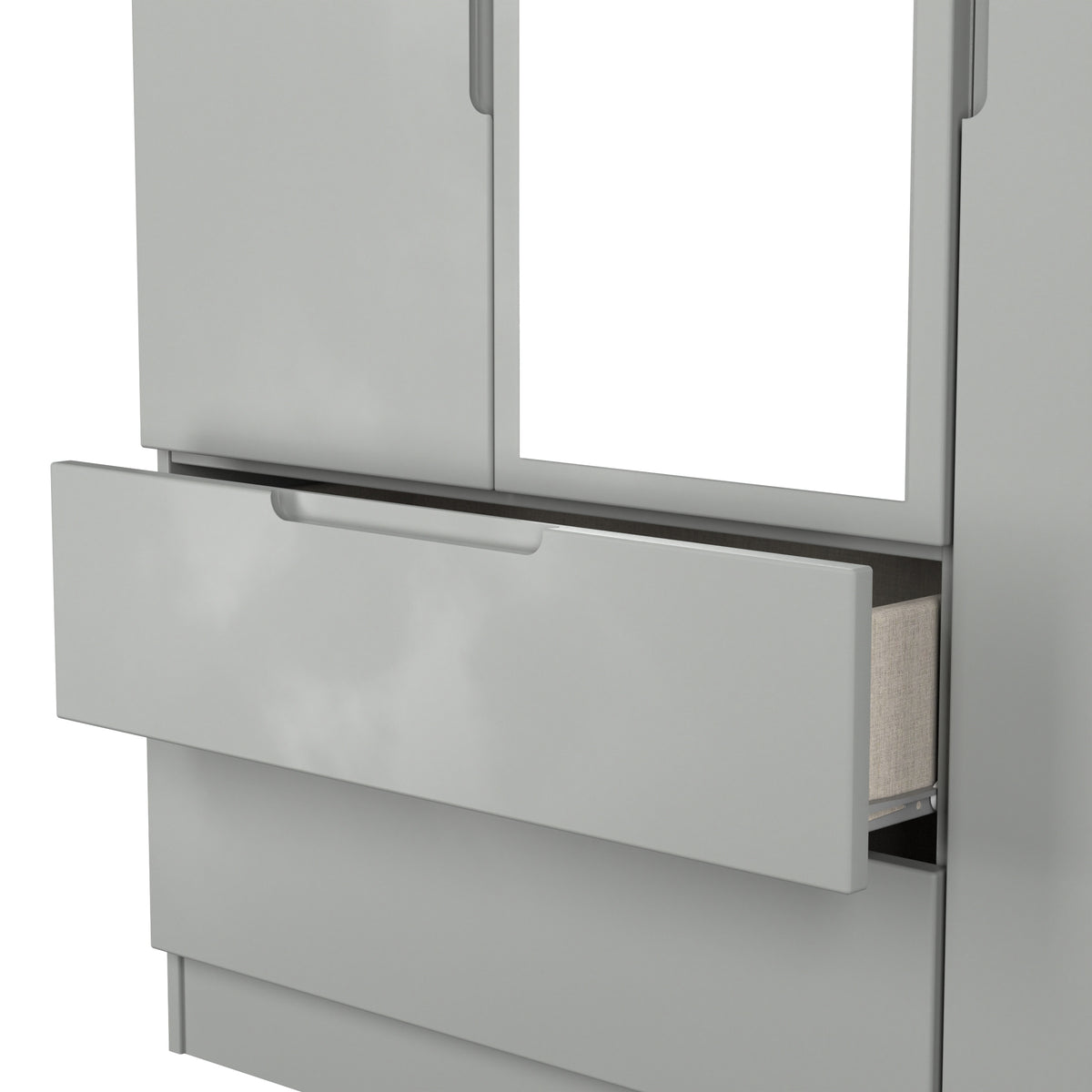 Milan Tall Triple 2 Drawer Mirrored Wardrobe