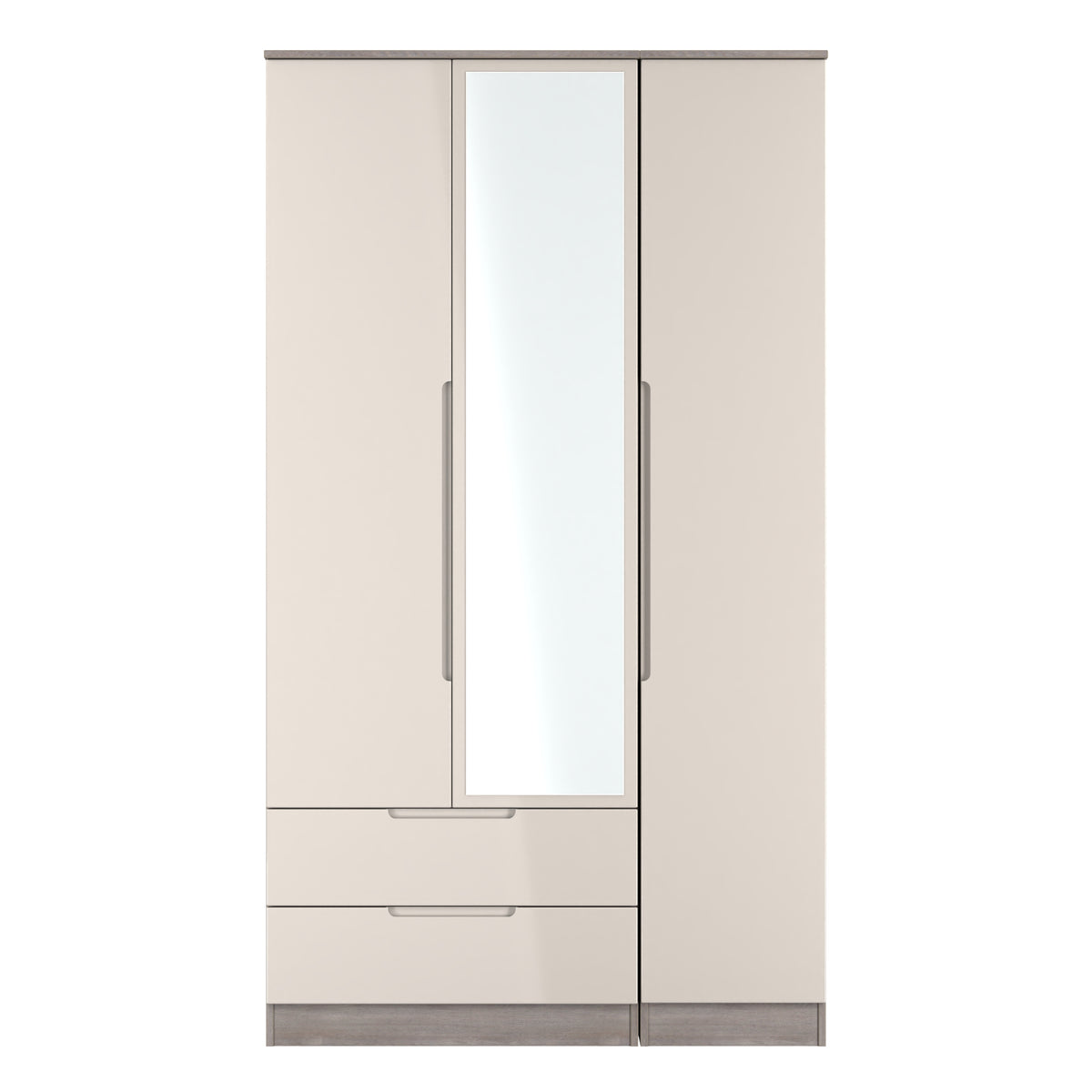 Milan Tall Triple 2 Drawer Mirrored Wardrobe