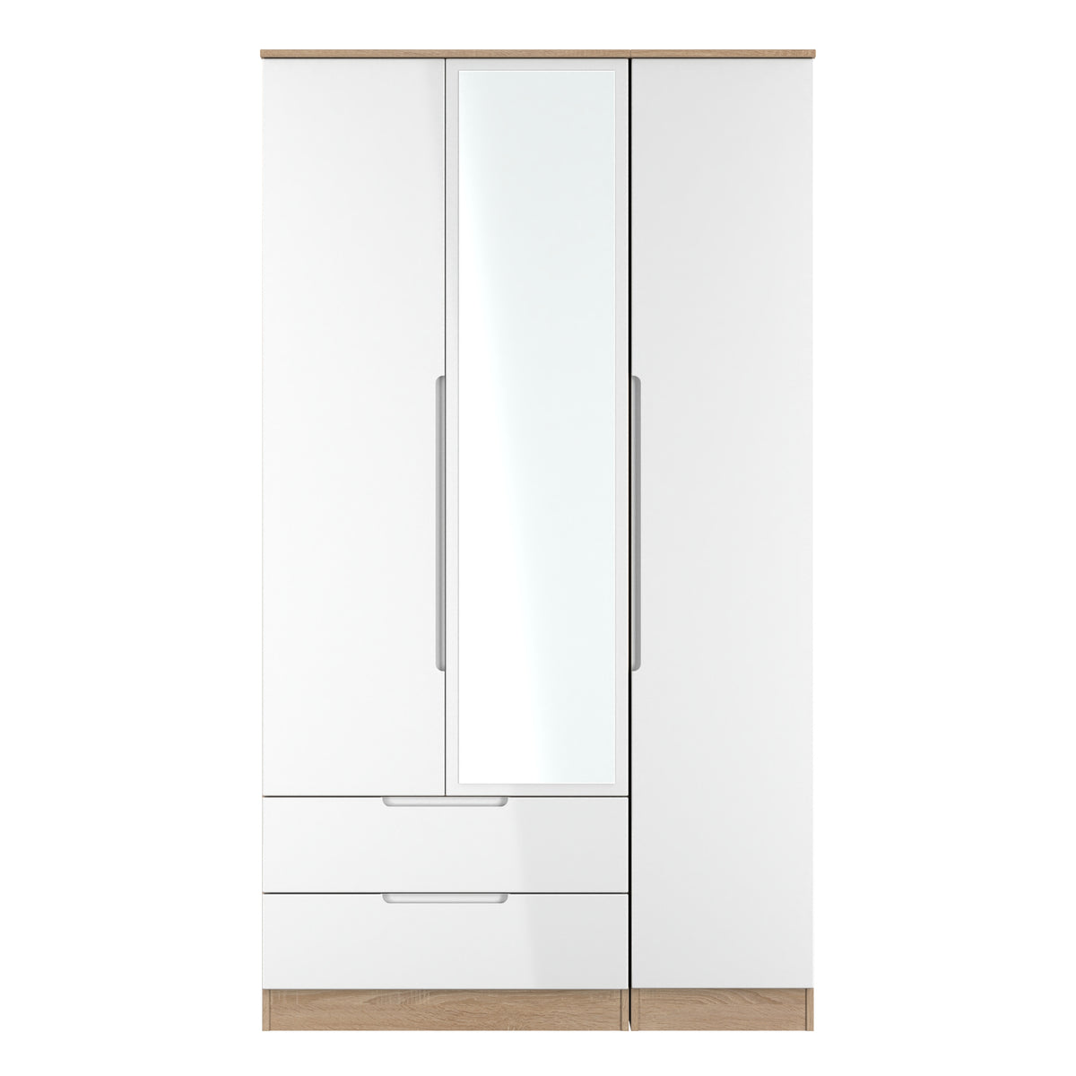 Milan Tall Triple 2 Drawer Mirrored Wardrobe