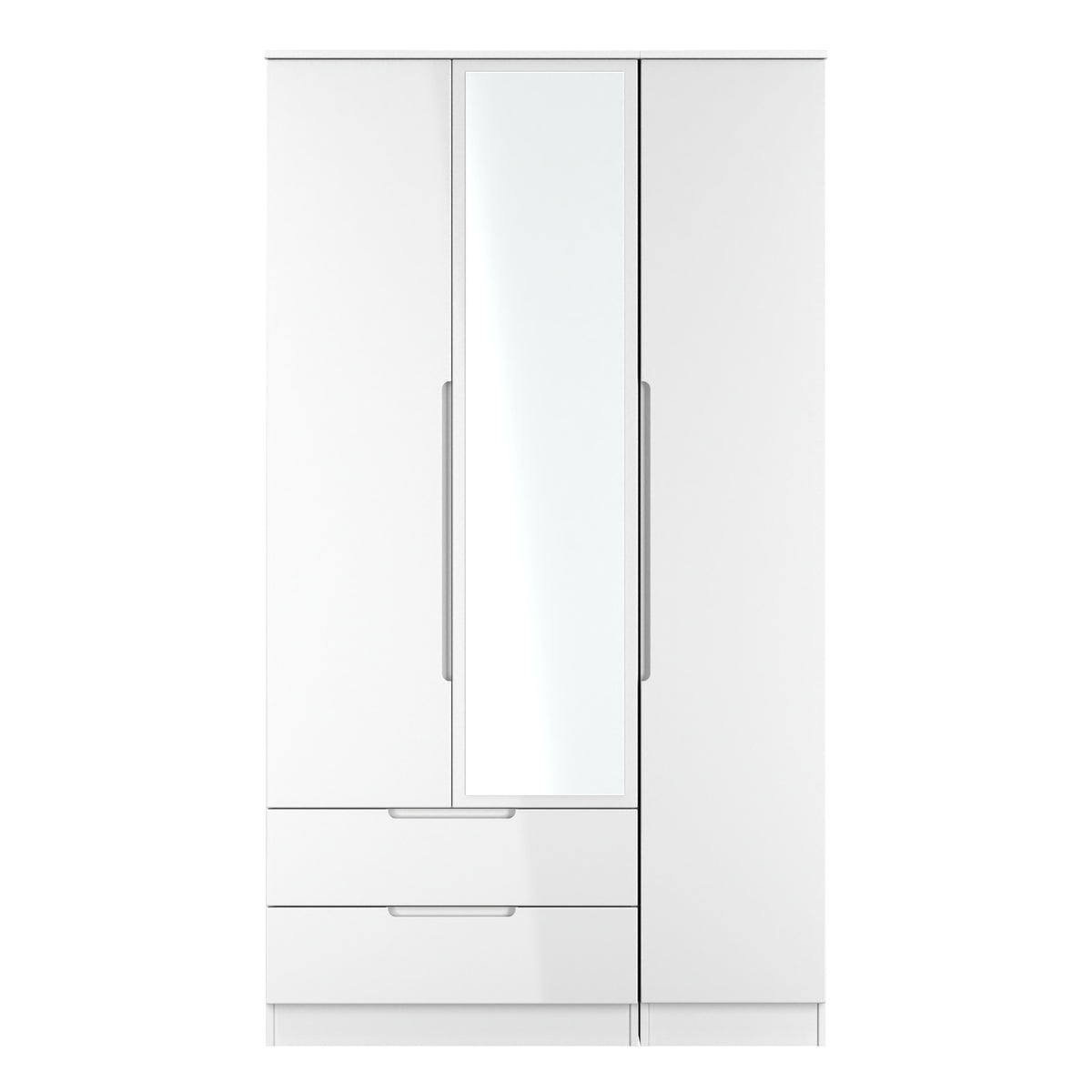 Milan Tall Triple 2 Drawer Mirrored Wardrobe