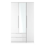 Milan Tall Triple 2 Drawer Mirrored Wardrobe