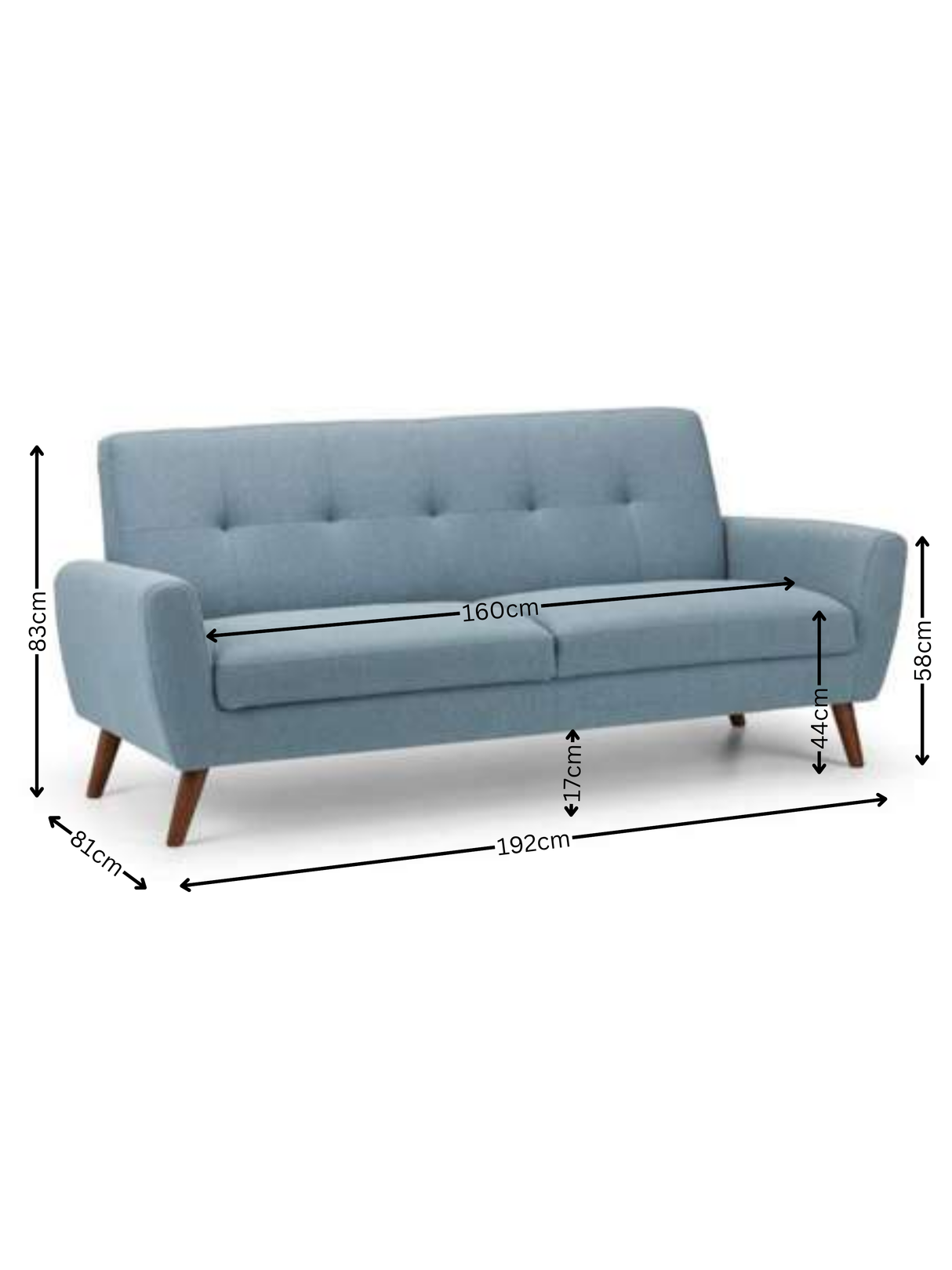 Monza Upholstered 3 Seater Sofa