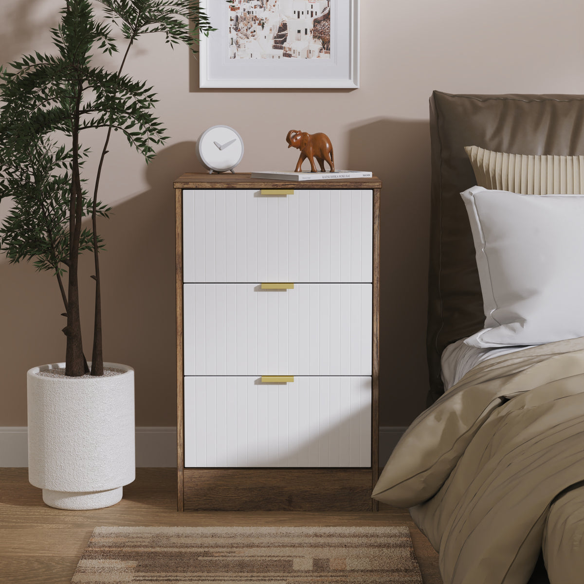 Nashville 3 Drawer Bedside Cabinet
