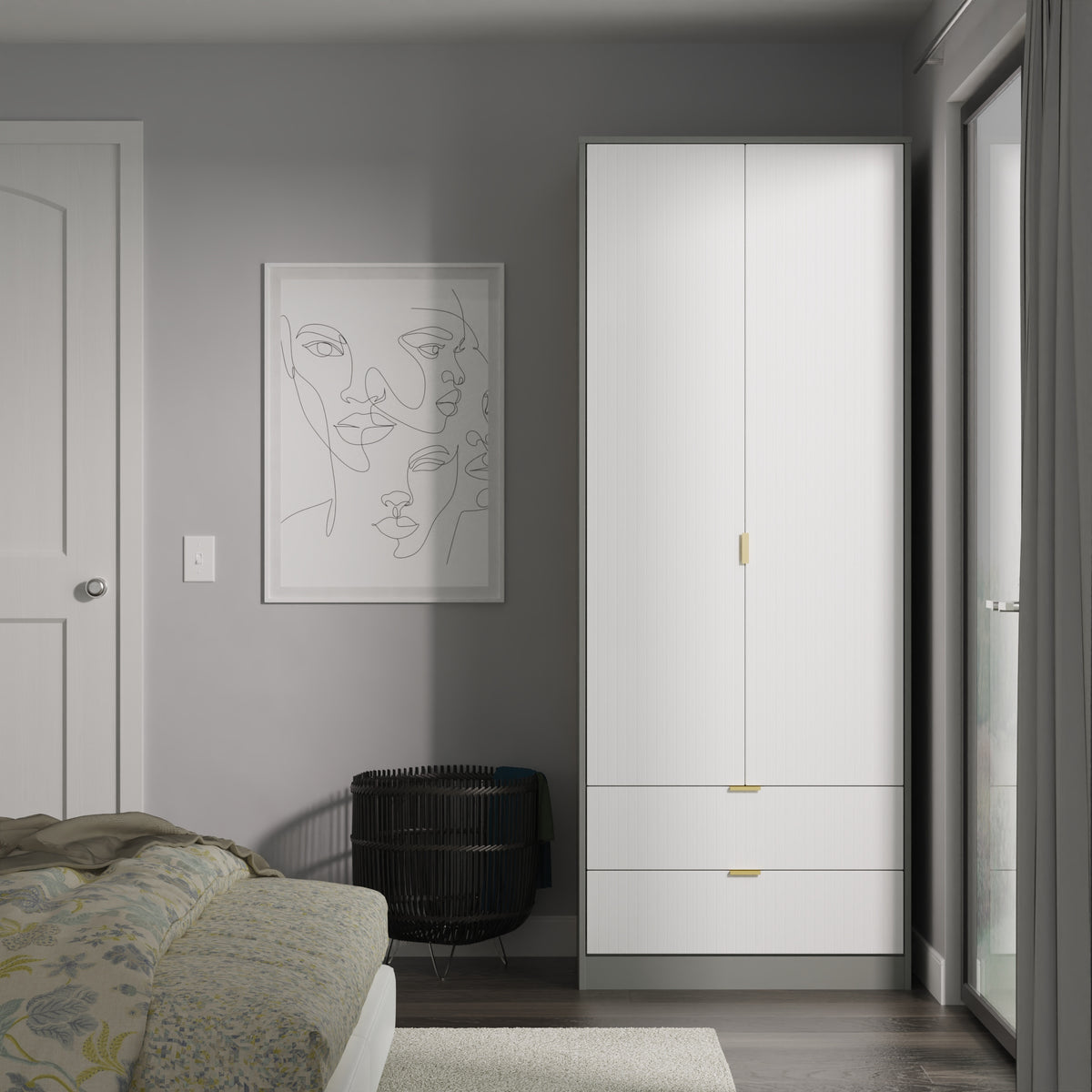 Nashville Tall 2 Drawer Wardrobe