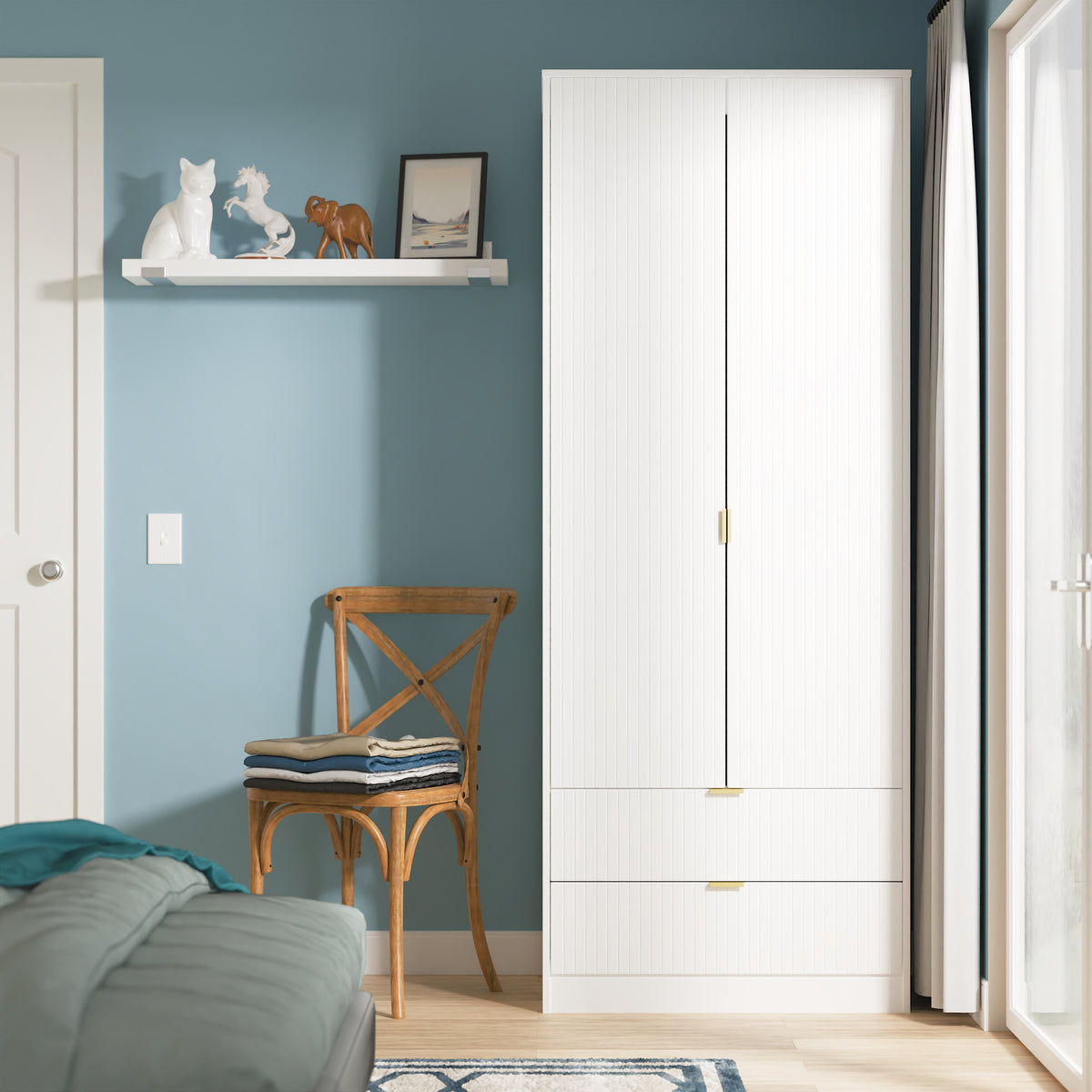 Nashville Tall 2 Drawer Wardrobe