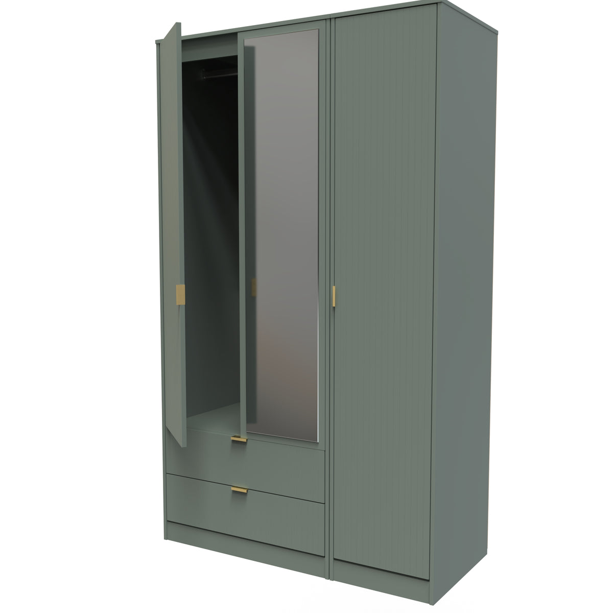 Nashville Tall Triple 2 Drawer Mirrored Wardrobe