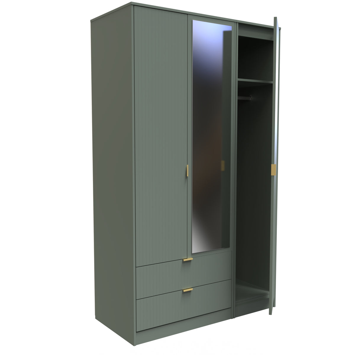Nashville Tall Triple 2 Drawer Mirrored Wardrobe