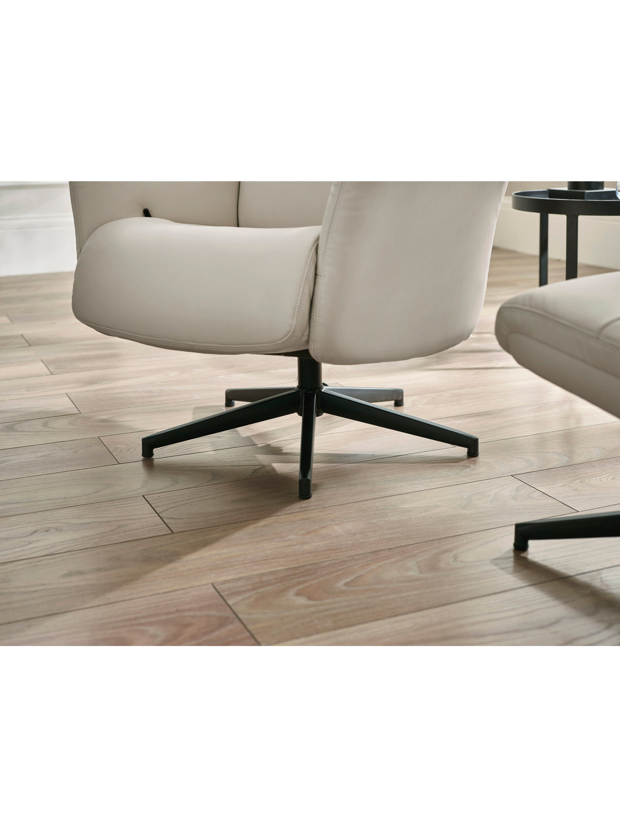 Priya Upholstered Swivel Recliner Chair and Footstool