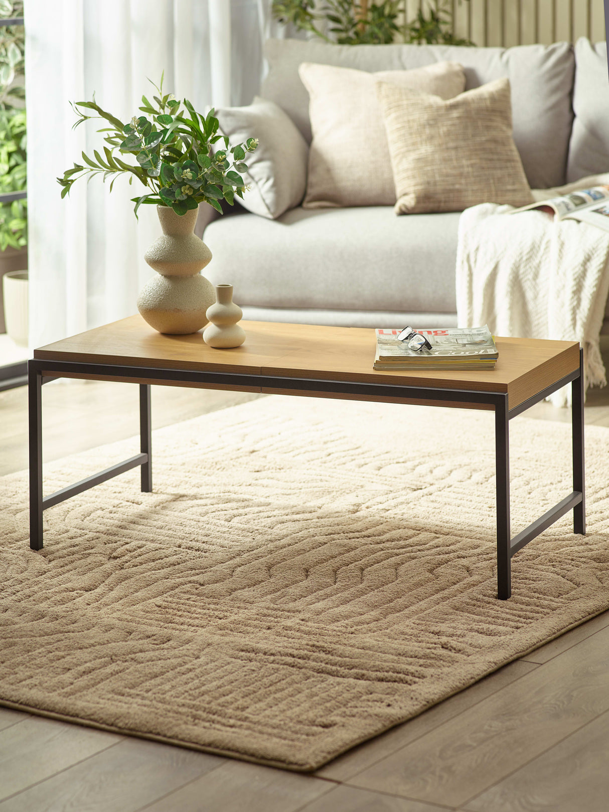 Reuben Rectangular Coffee Table with Reversible Tray Tops