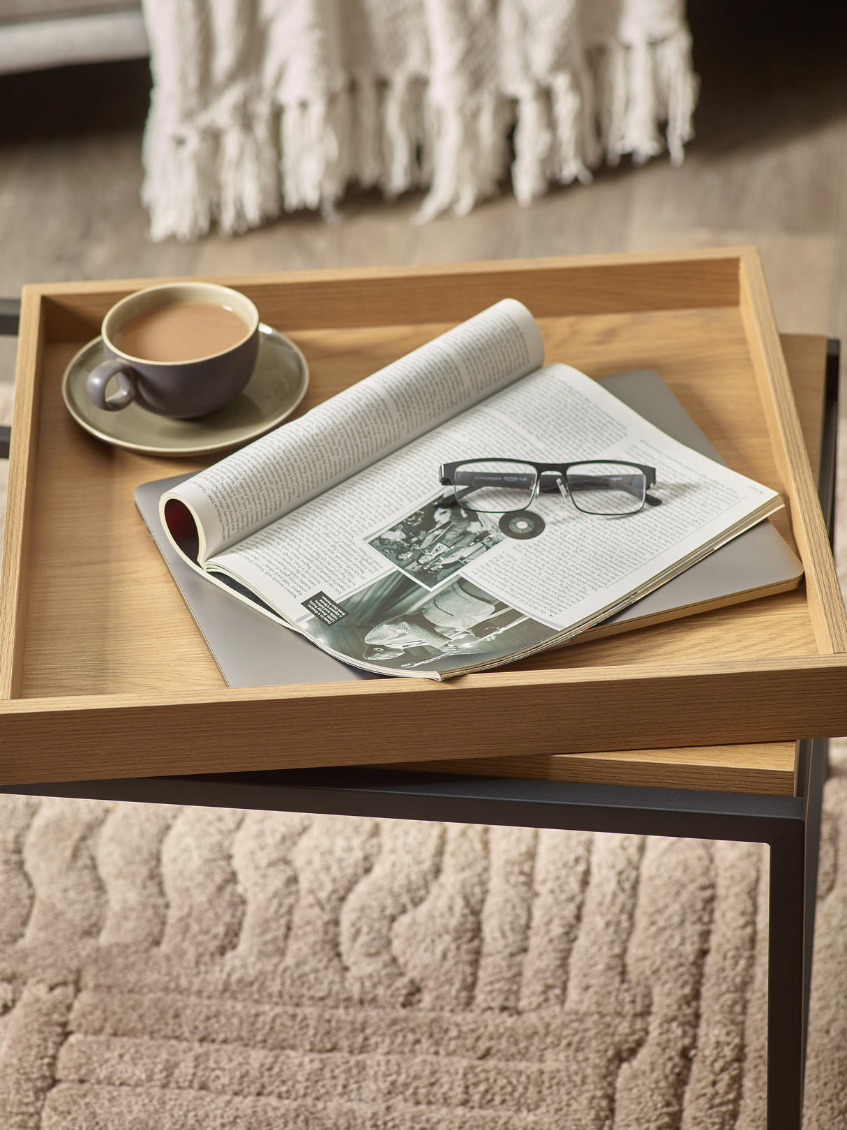 Reuben Rectangular Coffee Table with Reversible Tray Tops