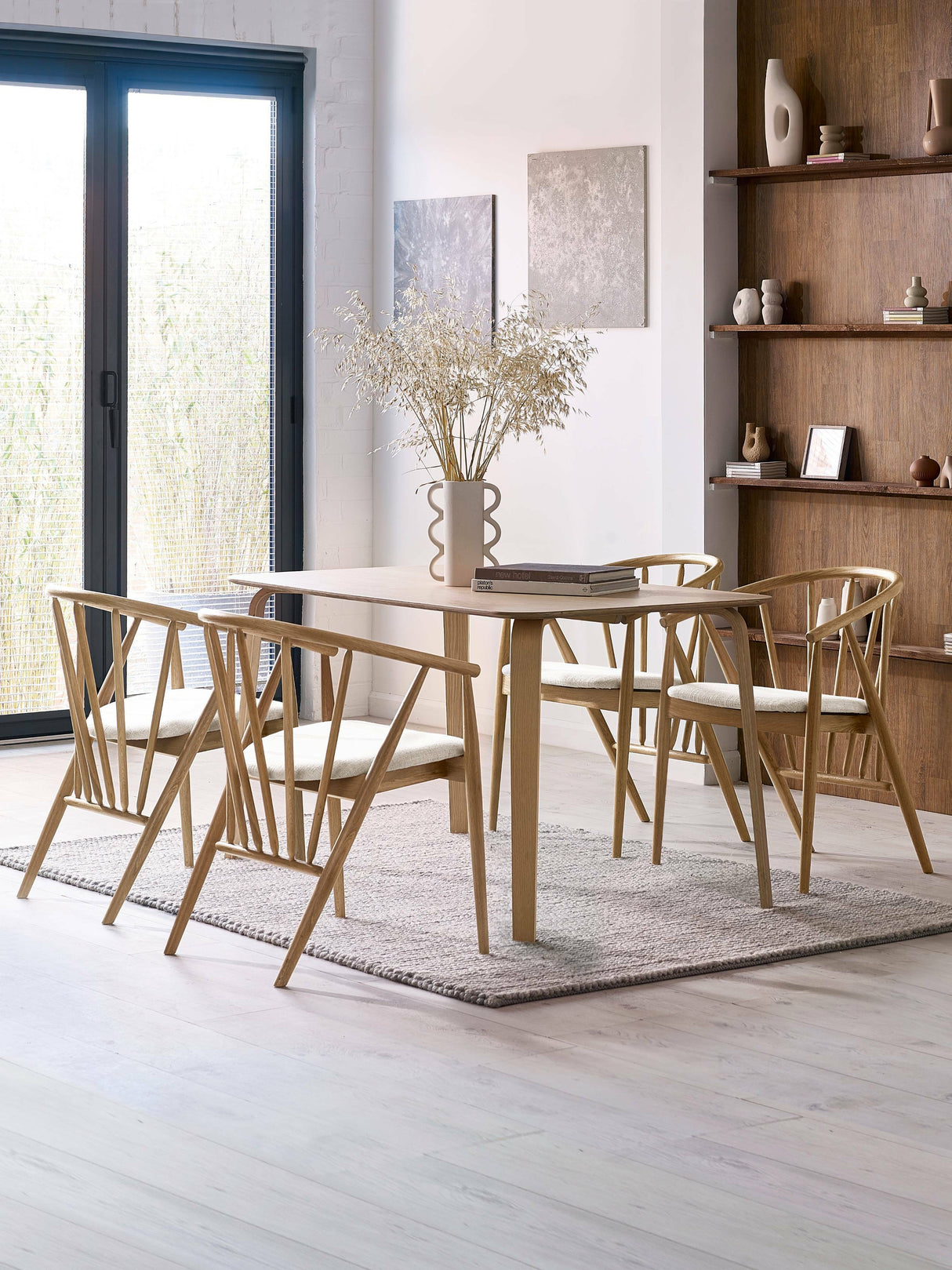 Rory Curved Spindle Back Upholstered Dining Chair