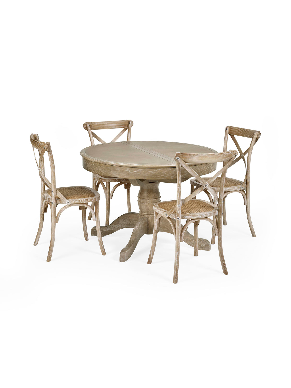 Satie Cross Back Dining Chair with Rattan Seat (Set of 2)