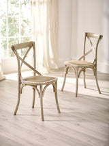 Satie Cross Back Dining Chair with Rattan Seat (Set of 2)