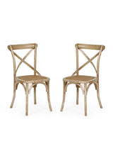 Satie Cross Back Dining Chair with Rattan Seat (Set of 2)