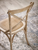 Satie Cross Back Dining Chair with Rattan Seat (Set of 2)