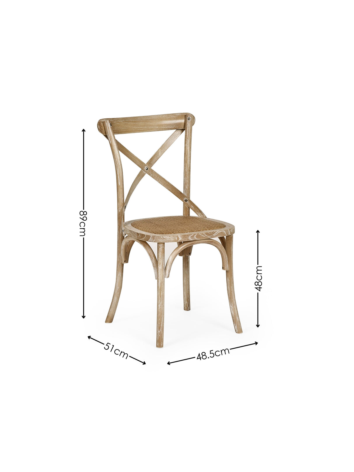 Satie Cross Back Dining Chair with Rattan Seat (Set of 2)