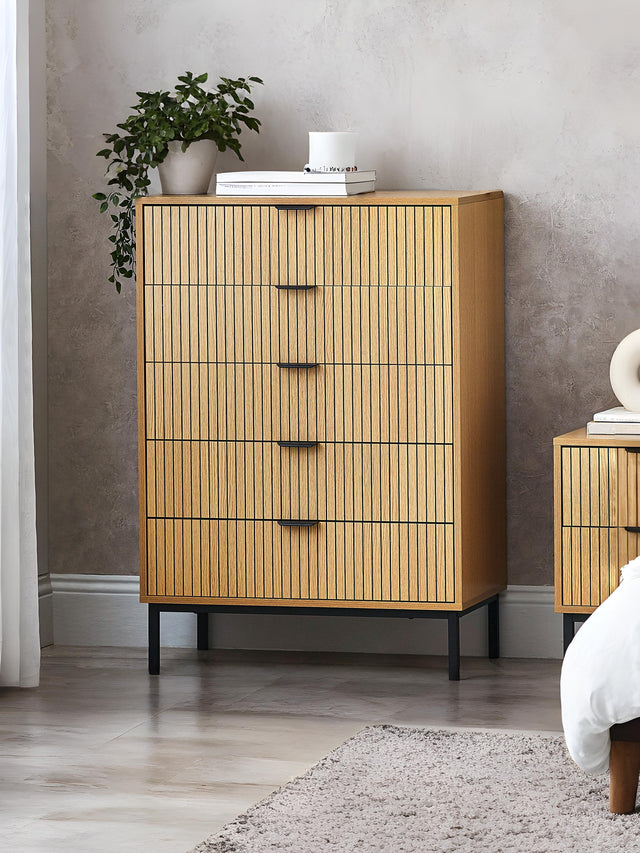 Sia Fluted 5 Drawer Chest